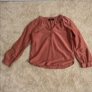 12 Able Orange Red 3/4 Sleeve Relaxed Blouse